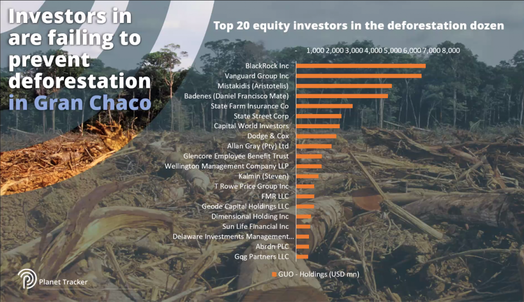 グランチャコでの森林伐採に関わる金融機関の投資